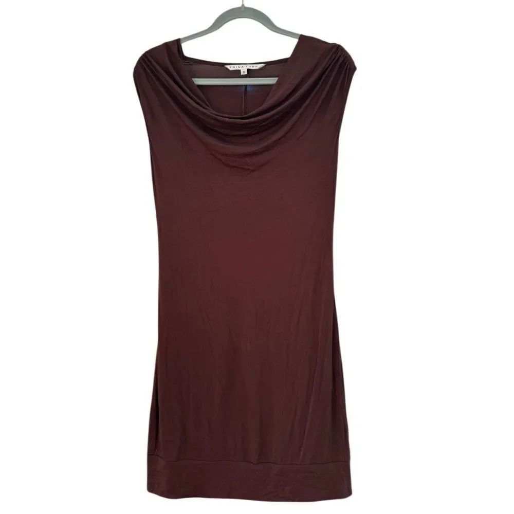 Trina Turk Women's Brown Cowl Neck Mini Dress Size 6